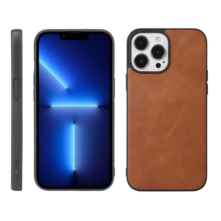 For iPhone 13 Pro Max Cowhide Texture PU Phone Case