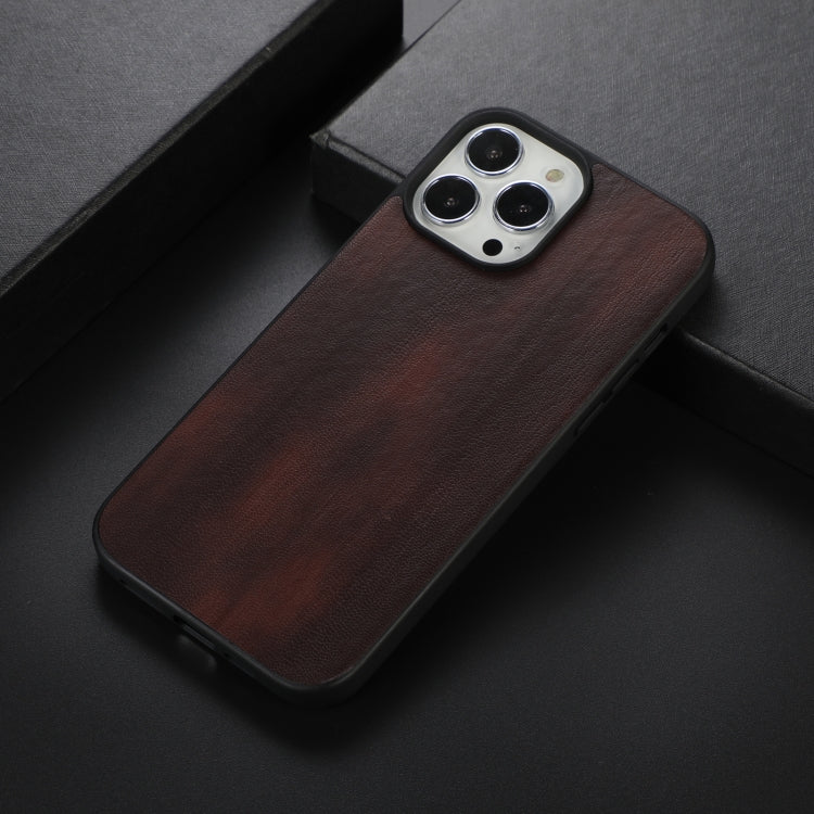 For iPhone 13 Pro Max Yellow Cow Texture PU Phone Case
