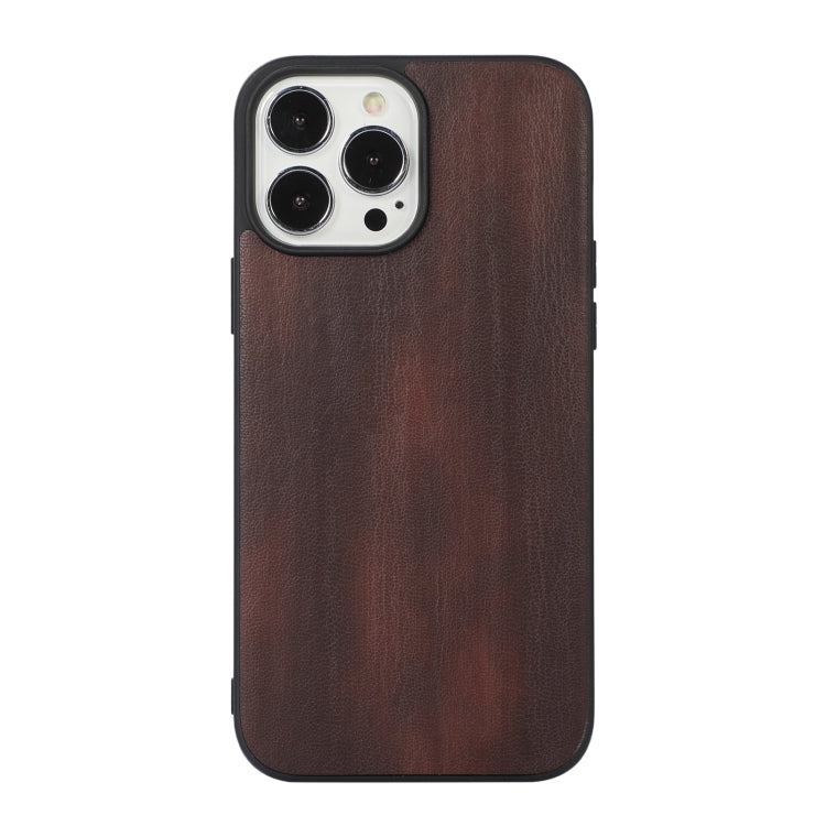 For iPhone 13 Pro Max Yellow Cow Texture PU Phone Case