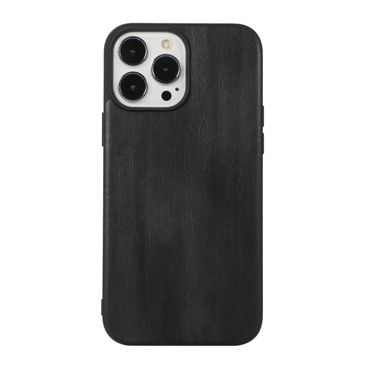 For iPhone 13 Pro Max Yellow Cow Texture PU Phone Case