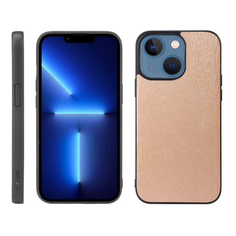 For iPhone 13 Wood Texture PU Phone Case