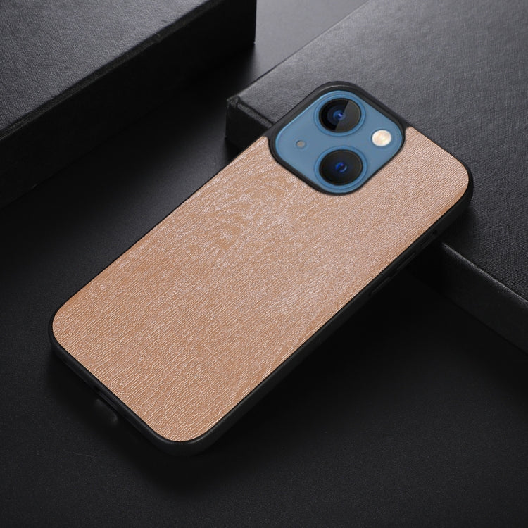 For iPhone 13 Wood Texture PU Phone Case