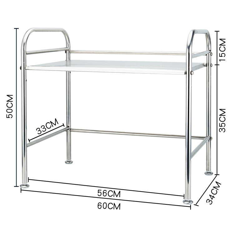 Multi-functional Kitchen Daily Stainless Steel Storage Rack Microwave Oven Rack, Size:60cm Single Layer