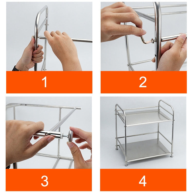 Multi-functional Kitchen Daily Stainless Steel Storage Rack Microwave Oven Rack, Size:60cm Single Layer