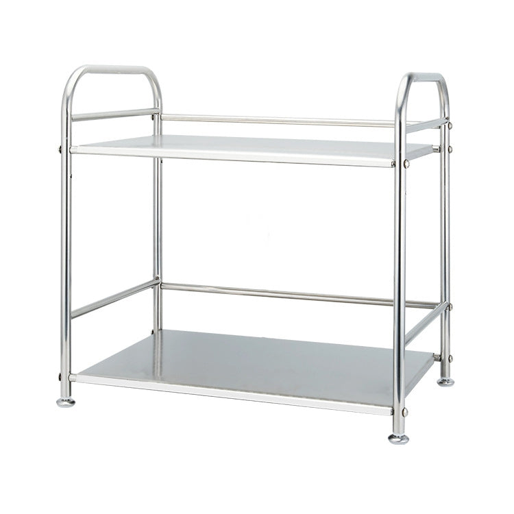 Multi-functional Kitchen Daily Stainless Steel Storage Rack Microwave Oven Rack, Size:50cm Double Layer
