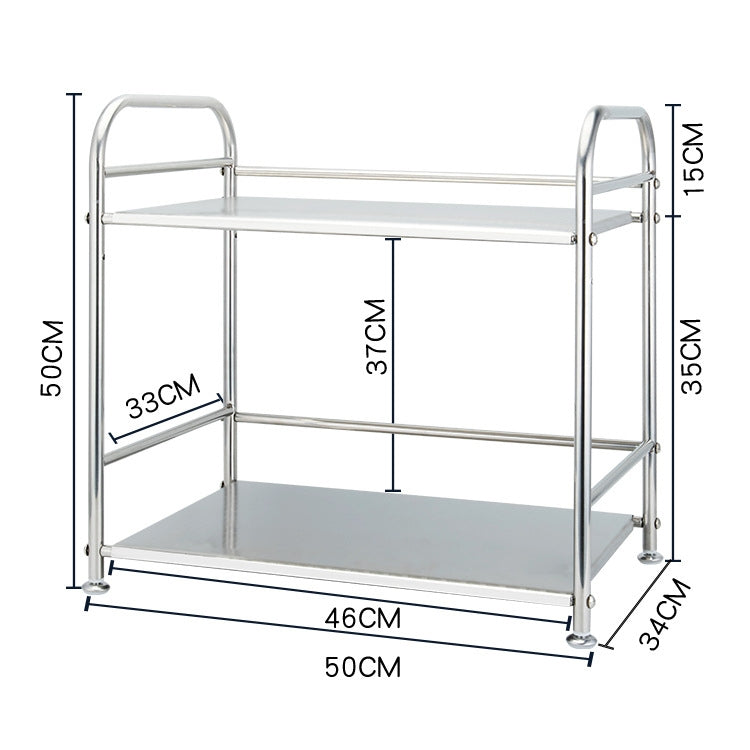 Multi-functional Kitchen Daily Stainless Steel Storage Rack Microwave Oven Rack, Size:50cm Double Layer