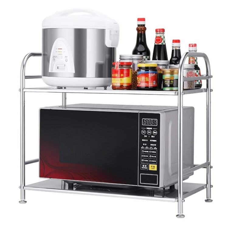 Multi-functional Kitchen Daily Stainless Steel Storage Rack Microwave Oven Rack, Size:50cm Double Layer