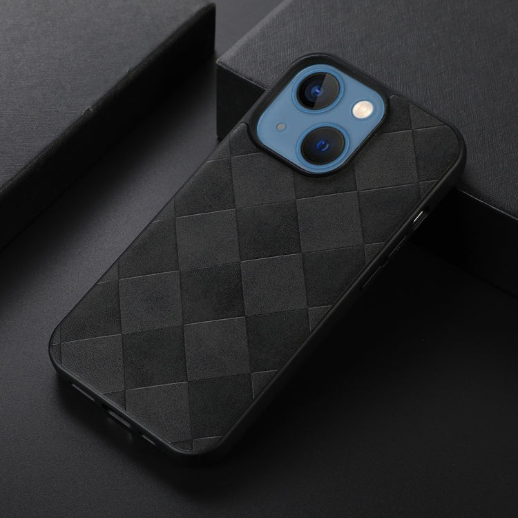 For iPhone 13 Weave Plaid PU Phone Case