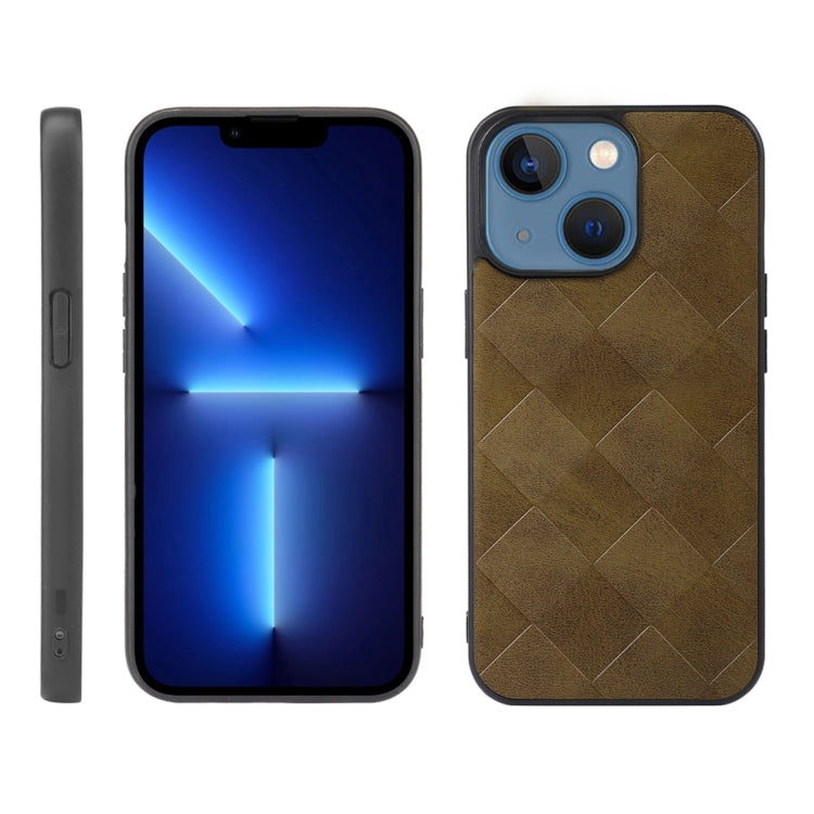 For iPhone 13 Weave Plaid PU Phone Case