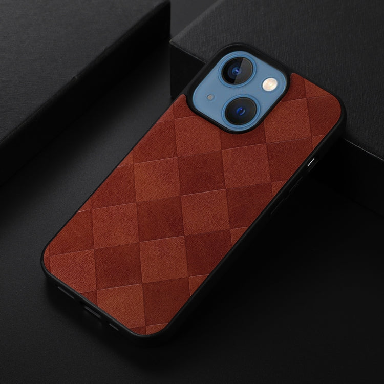 For iPhone 13 Weave Plaid PU Phone Case