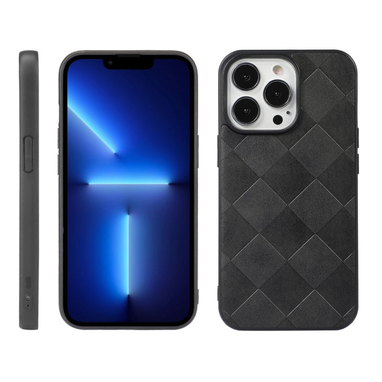 For iPhone 13 Pro Max Weave Plaid PU Phone Case