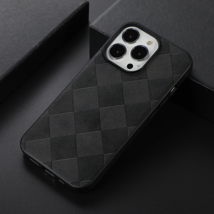 For iPhone 13 Pro Max Weave Plaid PU Phone Case