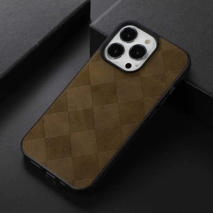 For iPhone 13 Pro Max Weave Plaid PU Phone Case