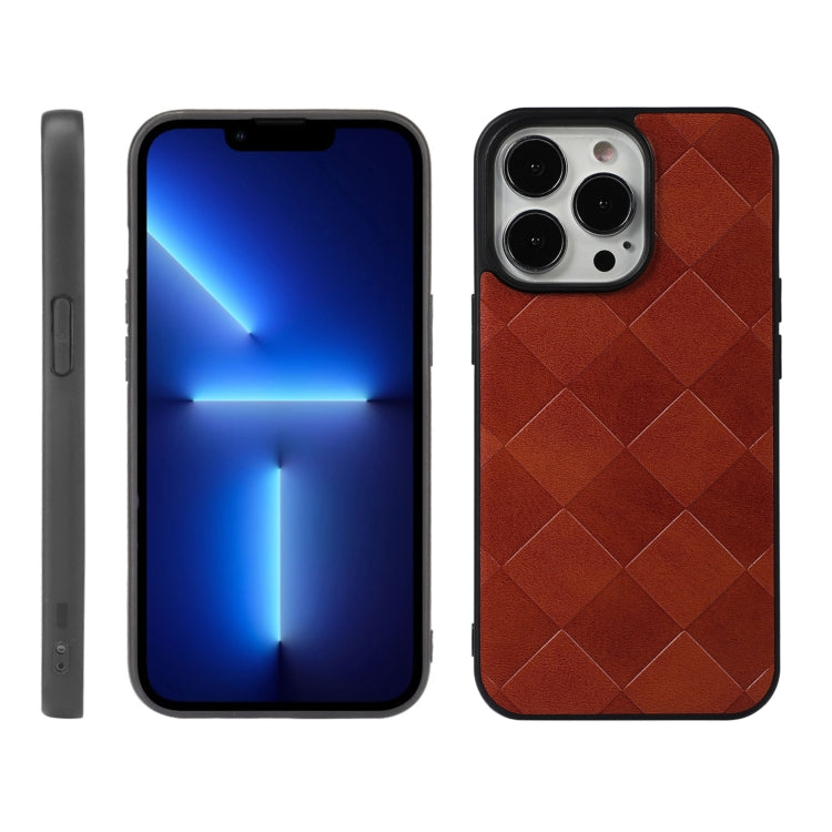 For iPhone 13 Pro Max Weave Plaid PU Phone Case