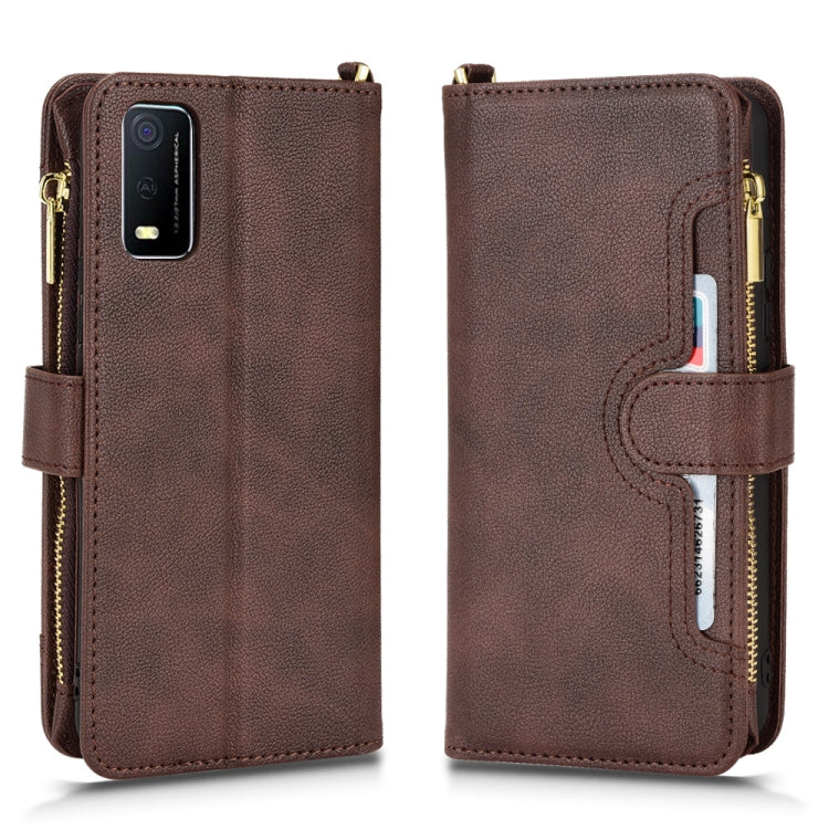 For vivo Y3s 2021 Litchi Texture Zipper Leather Phone Case