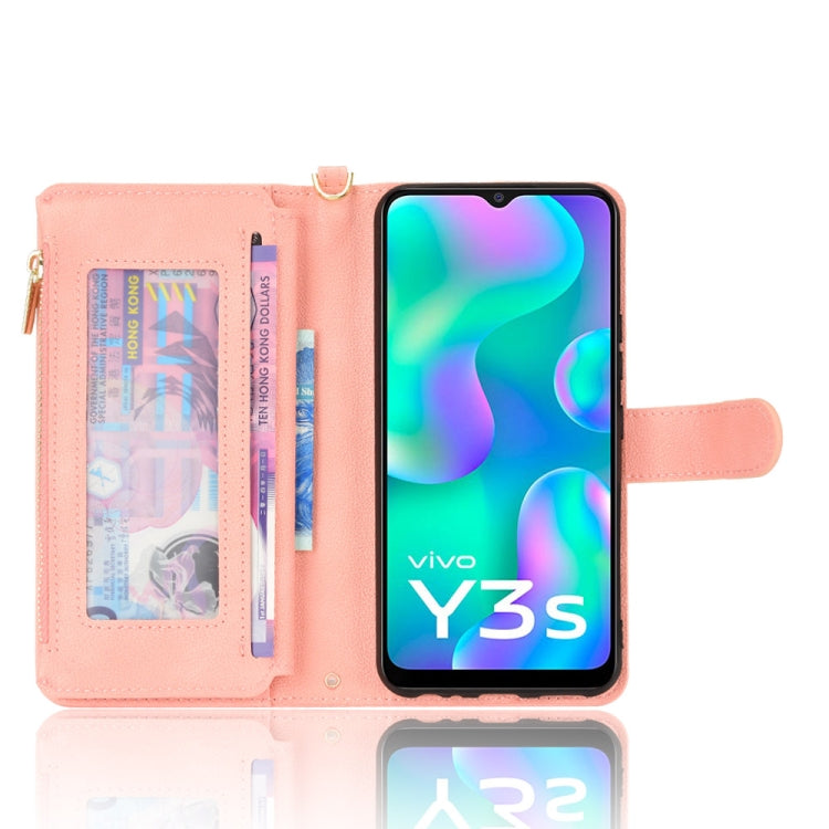 For vivo Y3s 2021 Litchi Texture Zipper Leather Phone Case