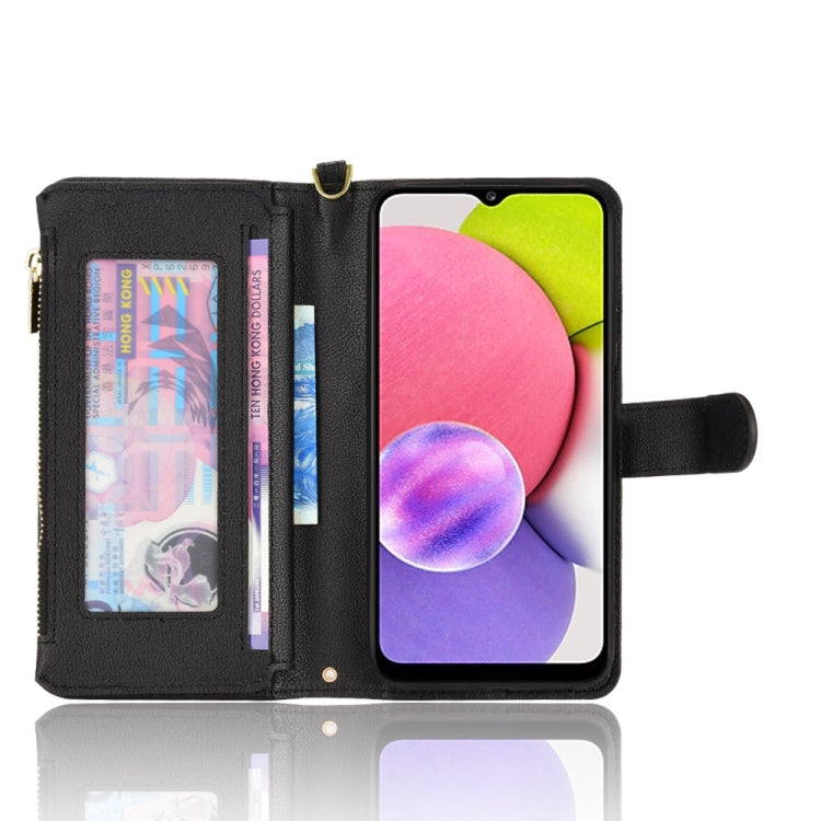For Samsung Galaxy A03s 164.2mm Litchi Texture Zipper Leather Phone Case