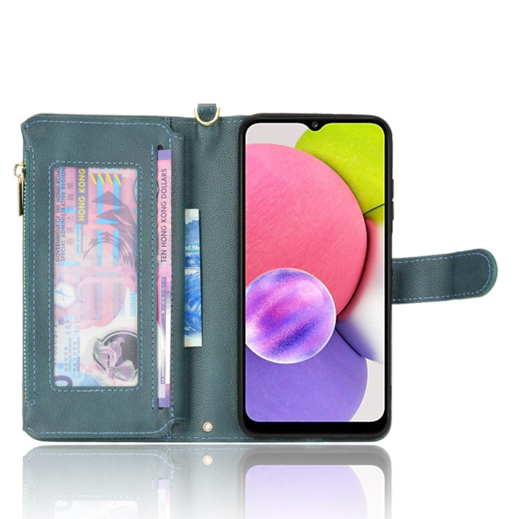 For Samsung Galaxy A03s 164.2mm Litchi Texture Zipper Leather Phone Case