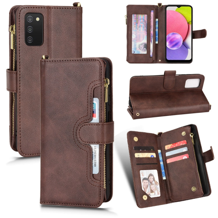 For Samsung Galaxy A03s 164.2mm Litchi Texture Zipper Leather Phone Case