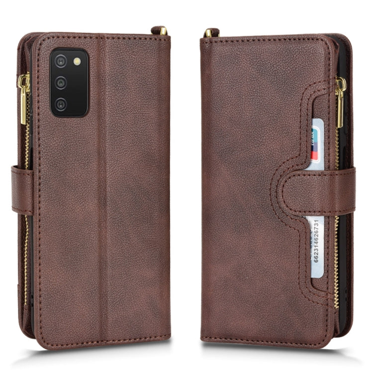 For Samsung Galaxy A03s 164.2mm Litchi Texture Zipper Leather Phone Case