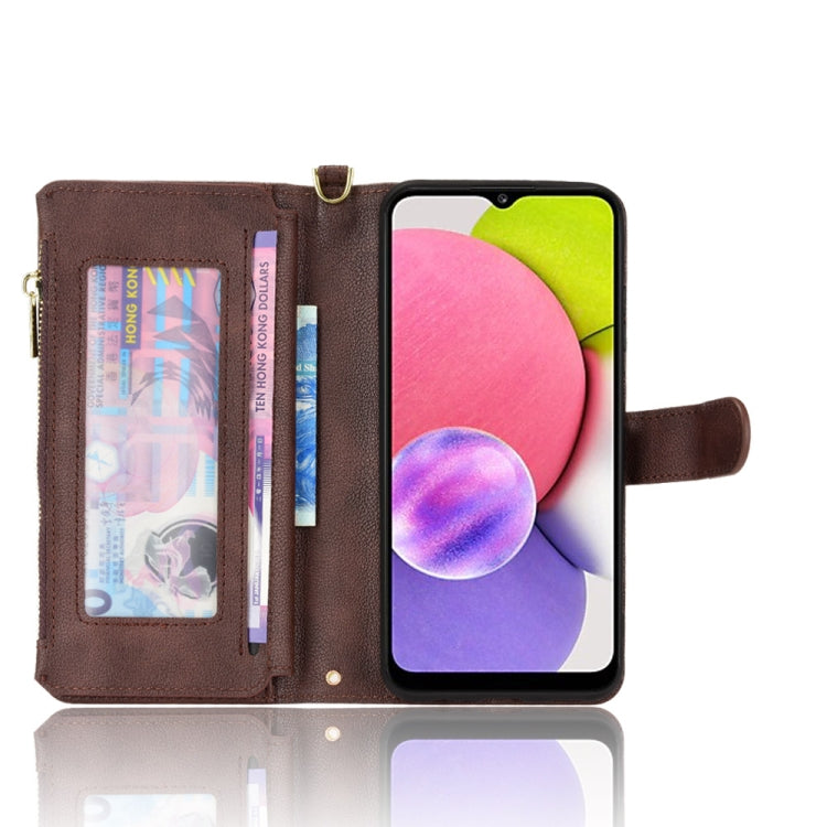 For Samsung Galaxy A03s 164.2mm Litchi Texture Zipper Leather Phone Case