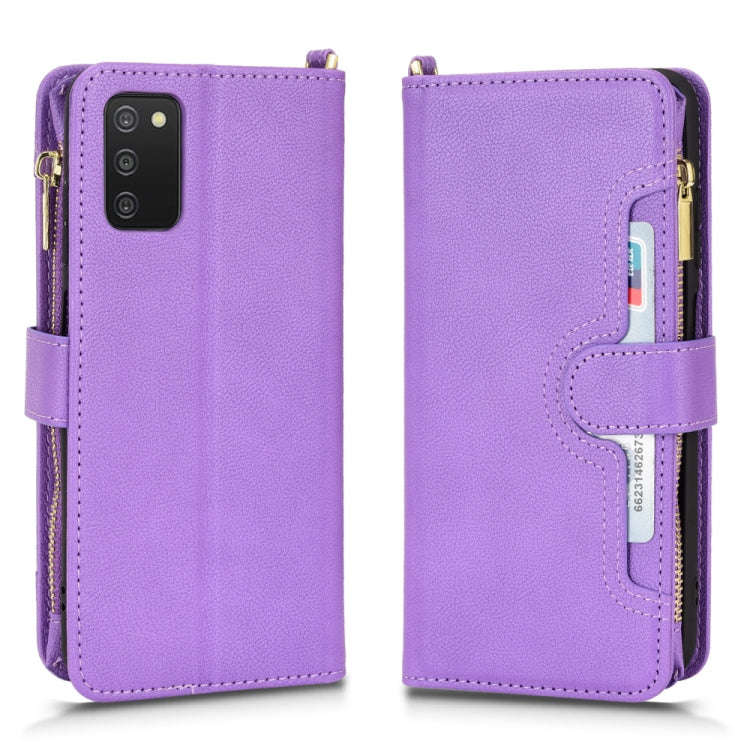 For Samsung Galaxy A03s 164.2mm Litchi Texture Zipper Leather Phone Case