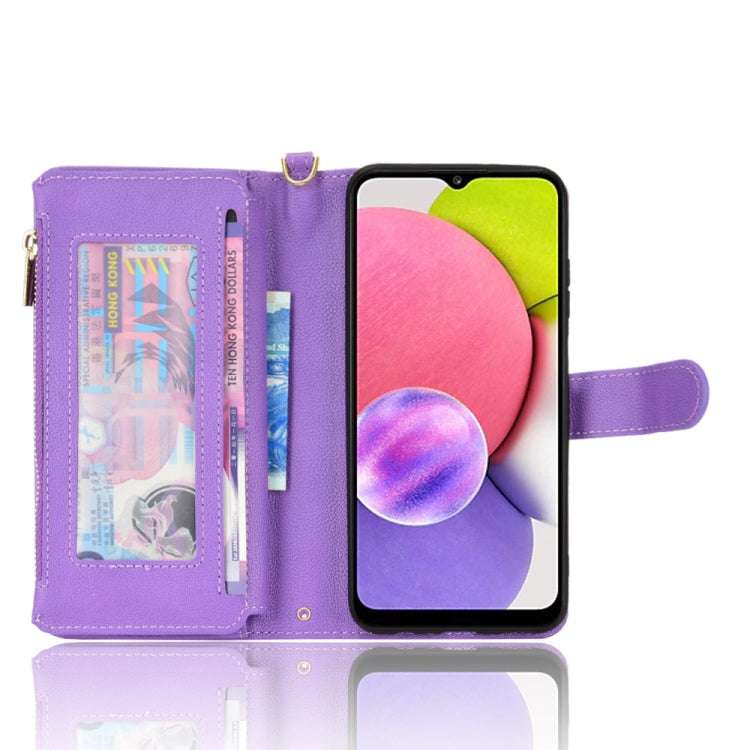 For Samsung Galaxy A03s 164.2mm Litchi Texture Zipper Leather Phone Case