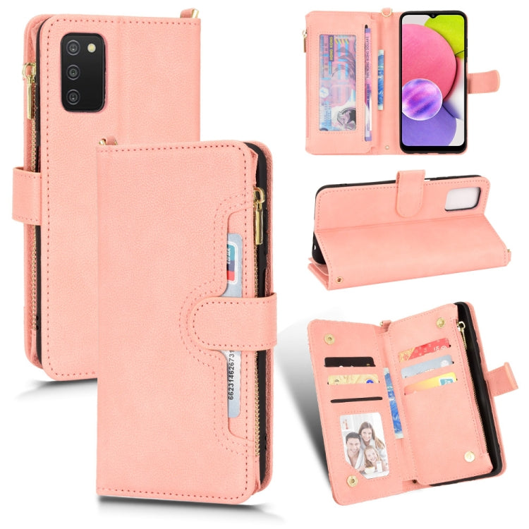 For Samsung Galaxy A03s 164.2mm Litchi Texture Zipper Leather Phone Case