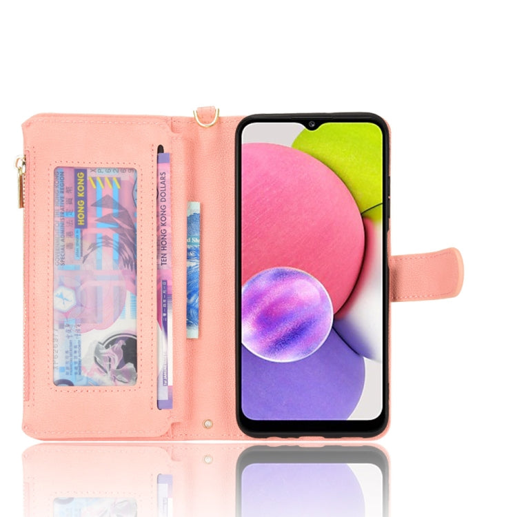 For Samsung Galaxy A03s 164.2mm Litchi Texture Zipper Leather Phone Case