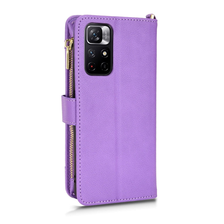 For Xiaomi Redmi Note 11 CN Version/Poco M4 Pro/Redmi 10 Zipper Bag Leather Phone Case