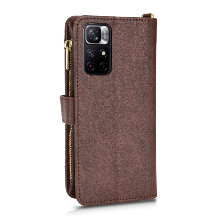 For Xiaomi Redmi Note 11 CN Version/Poco M4 Pro/Redmi 10 Zipper Bag Leather Phone Case