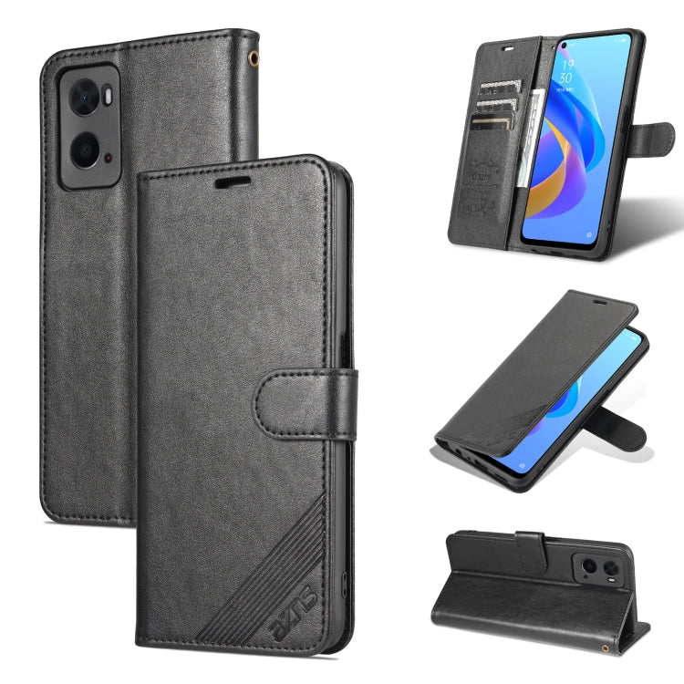 For OPPO A36 4G / A76 4G AZNS Sheepskin Texture Flip Leather Phone Case
