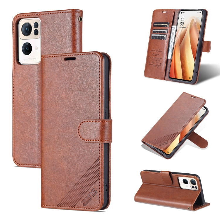 For OPPO Reno7 Pro 5G AZNS Sheepskin Texture Flip Leather Phone Case