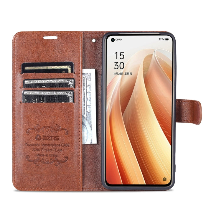 For OPPO Reno7 Pro 5G AZNS Sheepskin Texture Flip Leather Phone Case