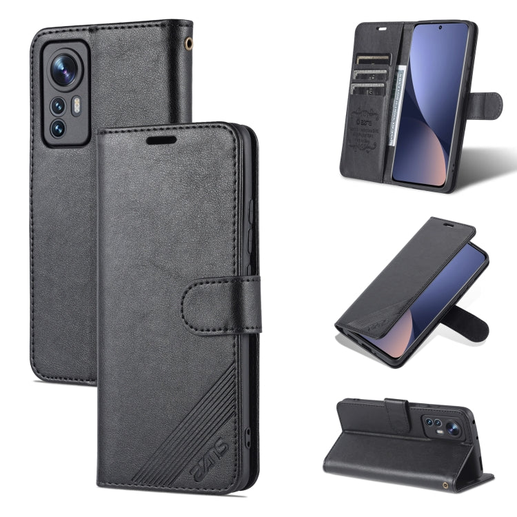 For Xiaomi 12 5G AZNS Sheepskin Texture Flip Leather Phone Case