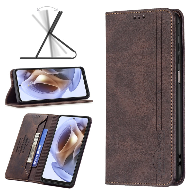 For Motorola Moto G31 / G41 Side Fingerprint Version Magnetic RFID Blocking Anti-Theft Leather Phone Case