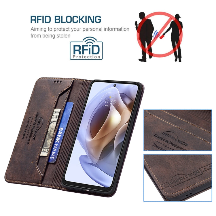 For Motorola Moto G31 / G41 Side Fingerprint Version Magnetic RFID Blocking Anti-Theft Leather Phone Case