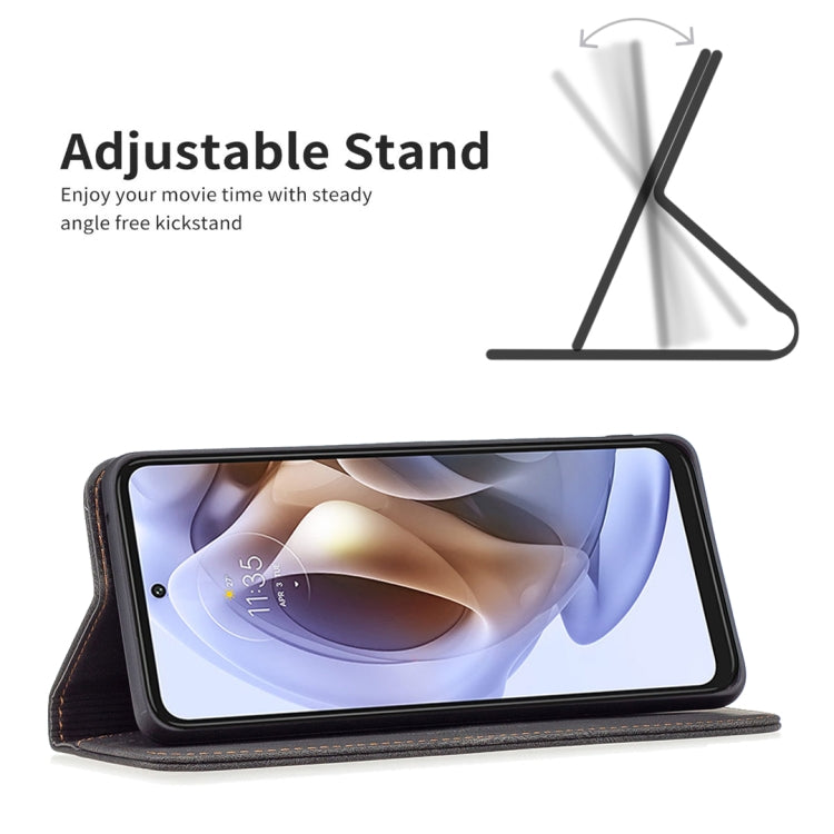 For Motorola Moto G31 / G41 Side Fingerprint Version Magnetic RFID Blocking Anti-Theft Leather Phone Case