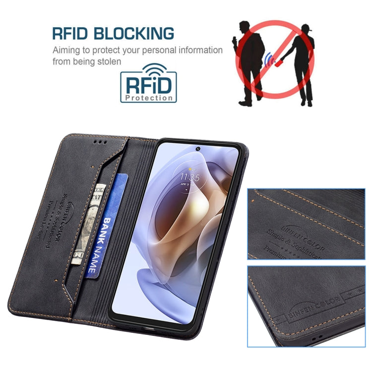 For Motorola Moto G31 / G41 Side Fingerprint Version Magnetic RFID Blocking Anti-Theft Leather Phone Case