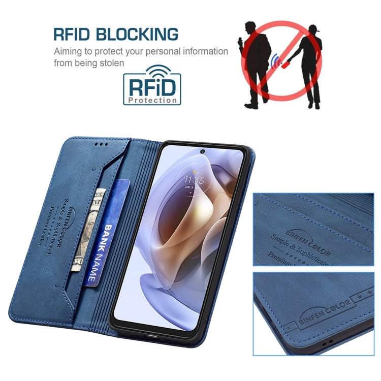 For Motorola Moto G31 / G41 Side Fingerprint Version Magnetic RFID Blocking Anti-Theft Leather Phone Case