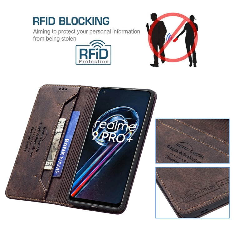 For OPPO Realme 9 Pro+ Magnetic RFID Blocking Anti-Theft Leather Phone Case