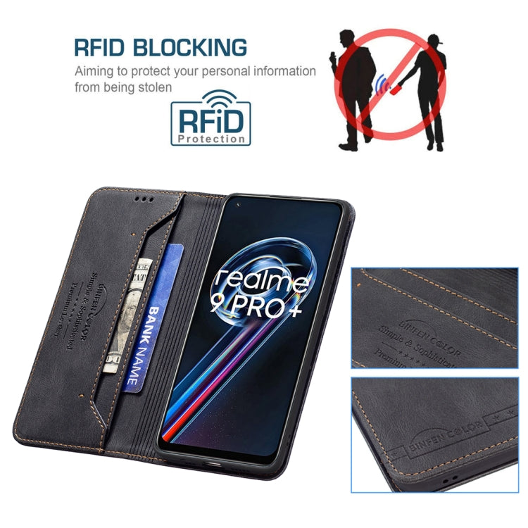 For OPPO Realme 9 Pro+ Magnetic RFID Blocking Anti-Theft Leather Phone Case