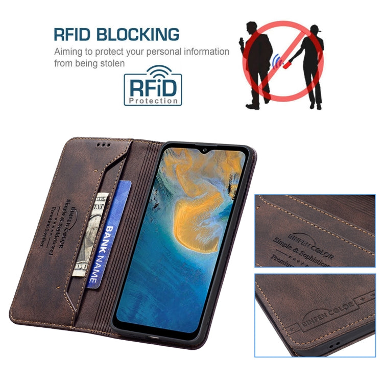 For ZTE Blade A51 Magnetic RFID Blocking Anti-Theft Leather Phone Case