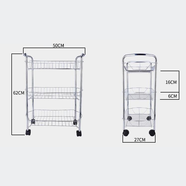 Kitchen Trolley Rack Condiment Shelf with Pulley, Size:3-layer