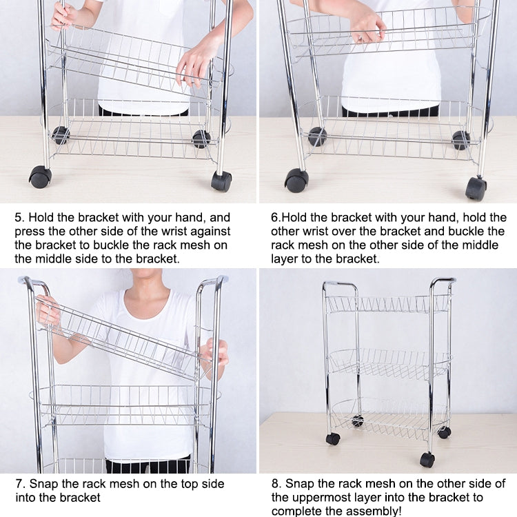 Kitchen Trolley Rack Condiment Shelf with Pulley, Size:4-layer