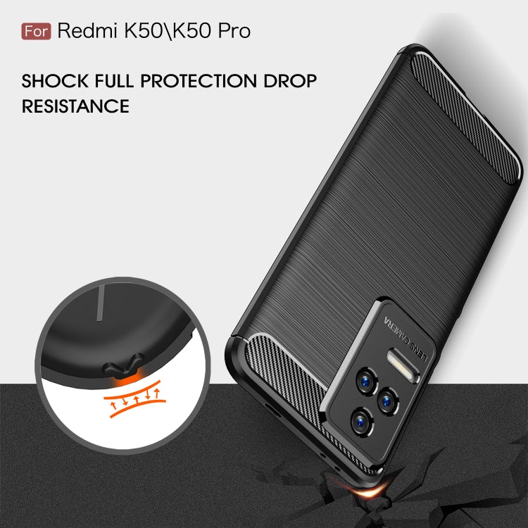 For Xiaomi Redmi K50 Brushed Texture Carbon Fiber TPU Phone Case