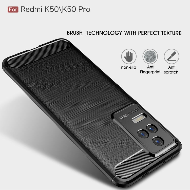 For Xiaomi Redmi K50 Pro Brushed Texture Carbon Fiber TPU Phone Case