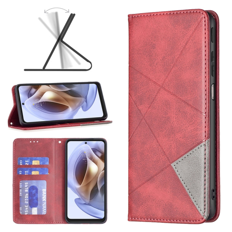 For Motorola Moto G31 / G41 Side Fingerprint Version Prismatic Invisible Magnetic Leather Phone Case