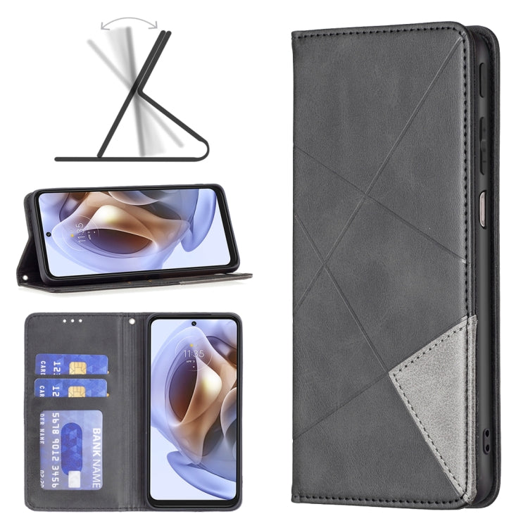 For Motorola Moto G31 / G41 Side Fingerprint Version Prismatic Invisible Magnetic Leather Phone Case