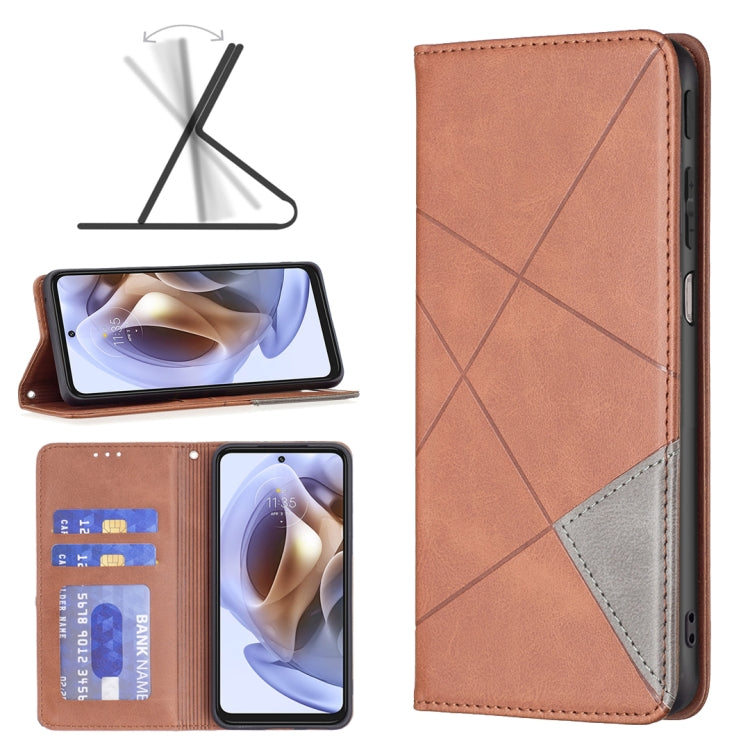 For Motorola Moto G31 / G41 Side Fingerprint Version Prismatic Invisible Magnetic Leather Phone Case
